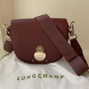 Longchamp Leather Crossbody Bag, Burgundy Red